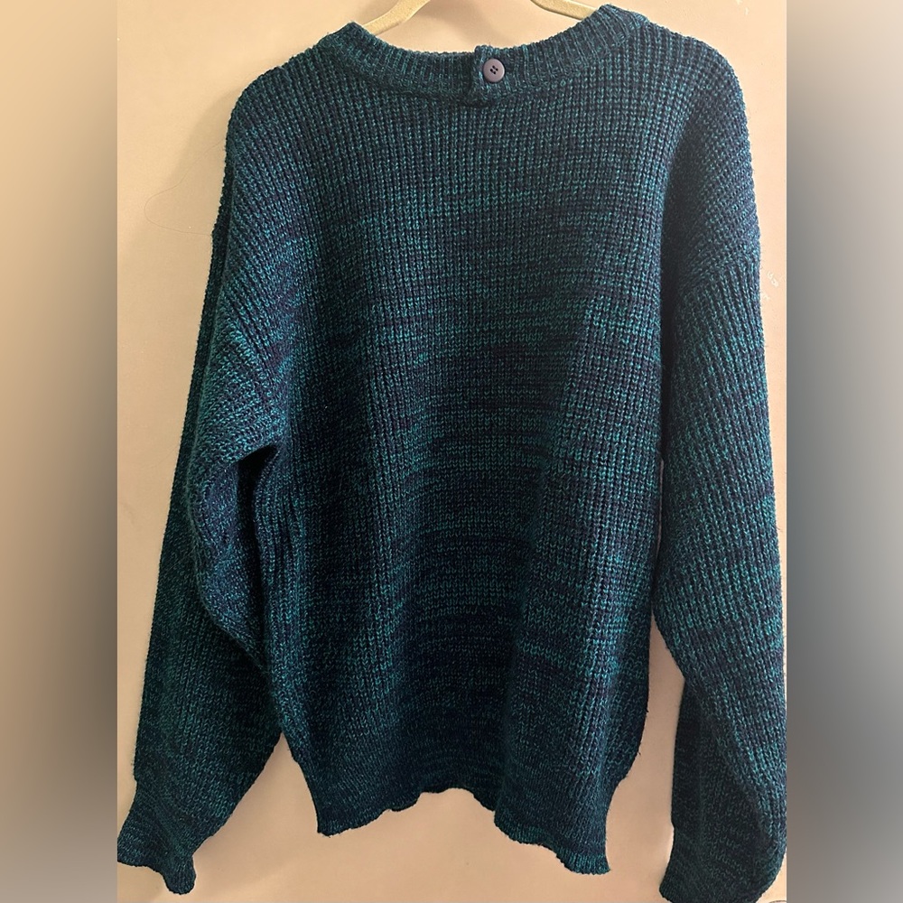 Vintage Adam Sloane Grandpa Sweater Men’s Large Pullover Blue Acrylic